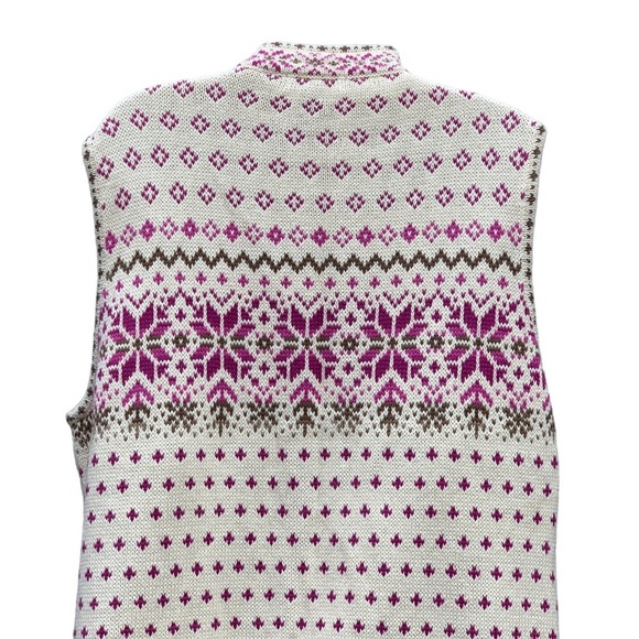 NOMADIC TRADERS Sz XL Cream & Purple Knitted Fair Isle Zipper Sleeveless Vest.‎ - Picture 5 of 9